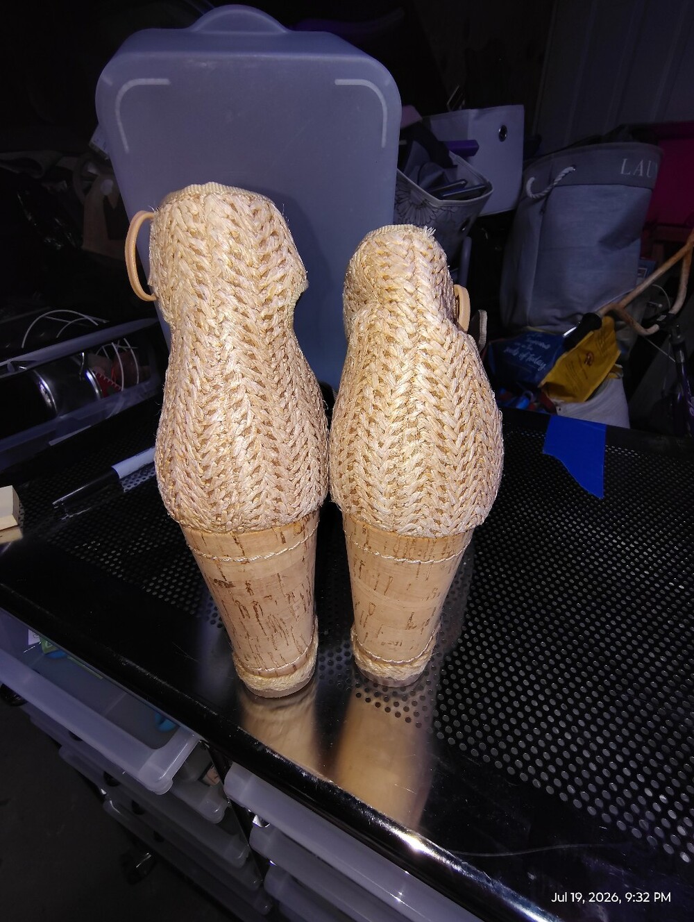 Universal Thread Beige Woven Straw Wedge Sandals